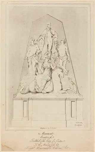 Monument to William Pitt, by George Cooke, ink, 1808