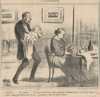 Adélaide ... ma bonne ... fais donc ..., by Honoré Daumier, ink, 1855
