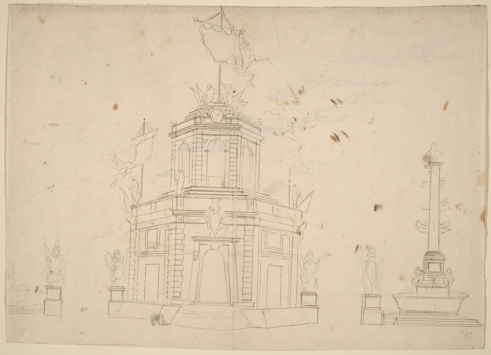 Study for "The Seconda Macchina for the Chinea of 1753: The Quarters of the Royal Militia", detail