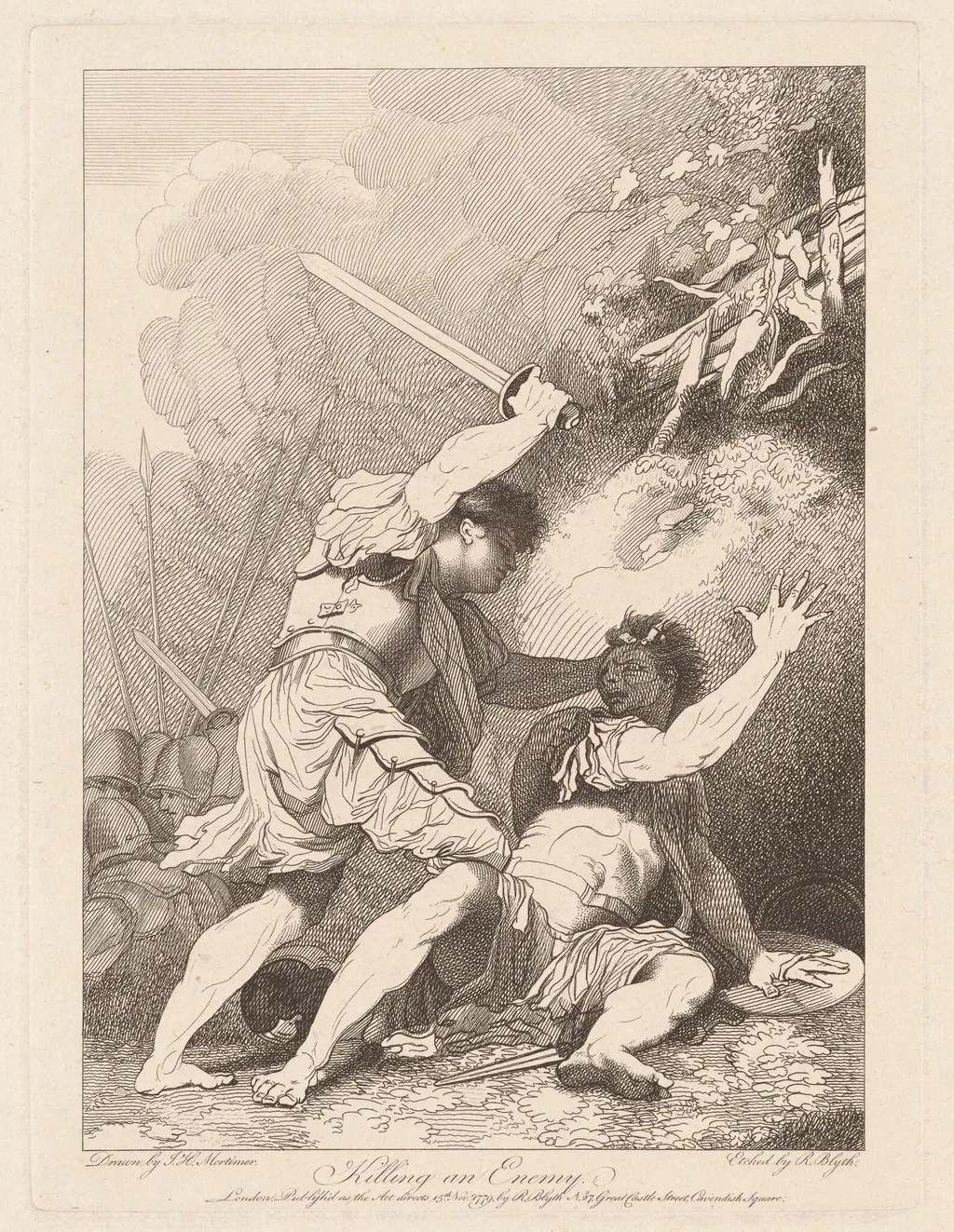 Killing an Enemy, by Robert Blyth, ink, 1779