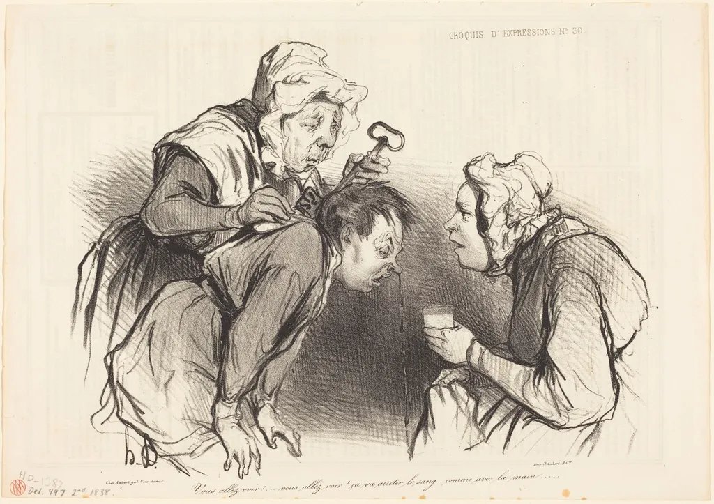 Vous allez voir!... ça va arrêter le sang..., by Honoré Daumier, ink, 1838