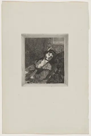 Untitled (La femme à la toque écossaise), by Félicien Rops, ink, 1895