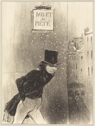 Un Monsieur au dessous de ses affaires, by Honoré Daumier, ink, 1841