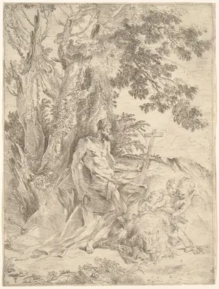 Saint Jerome, by Pietro Testa, ink, 1634