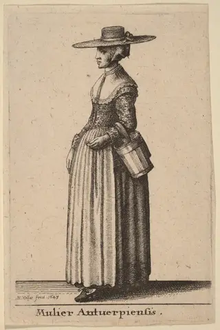 Mulier Antuerpiensis, by Wenceslaus Hollar, ink, 1643