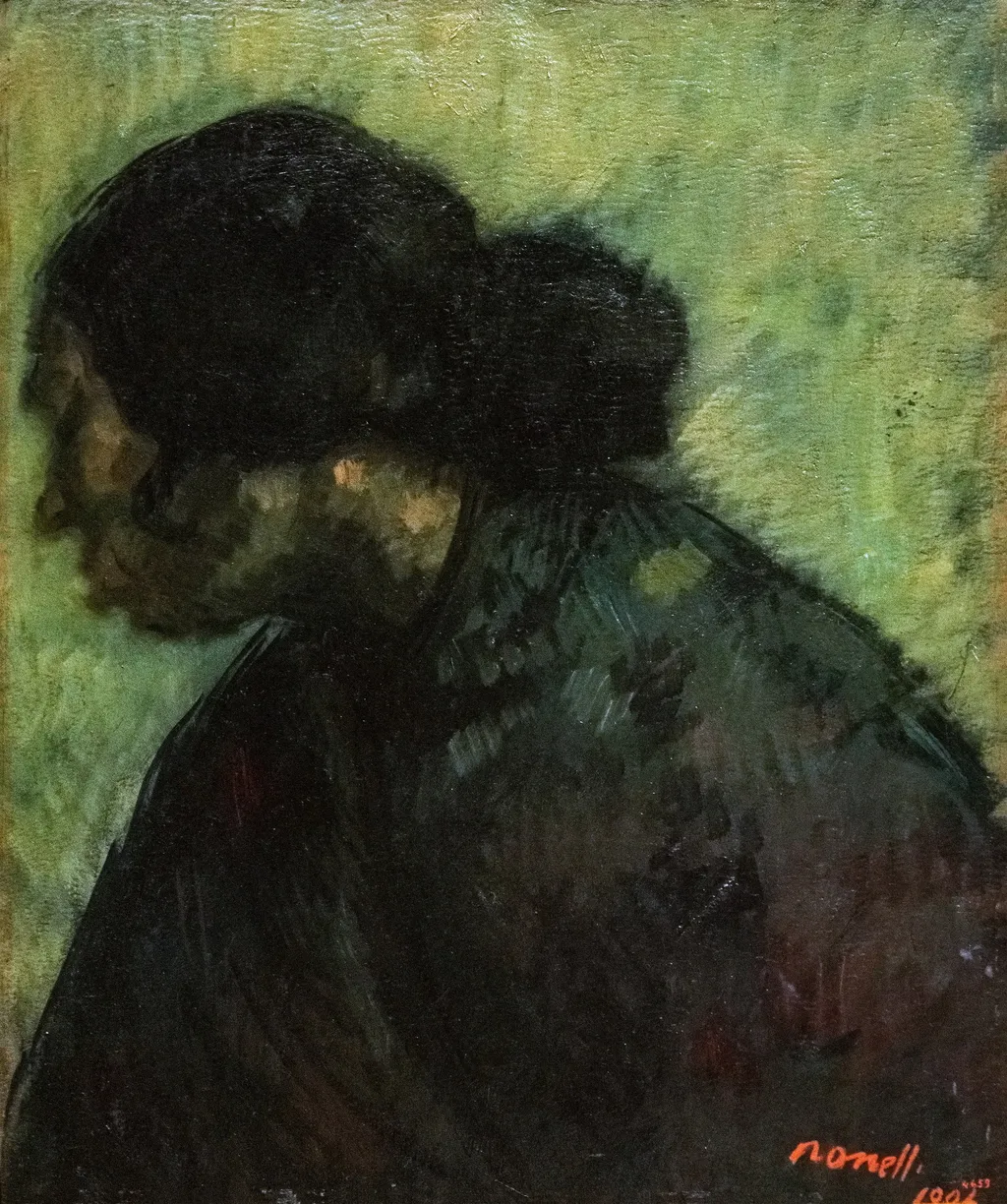 Cap de gitana (Museu Nacional d'Art de Catalunya, inv 004659-000), by Isidre Nonell, oil, 1904