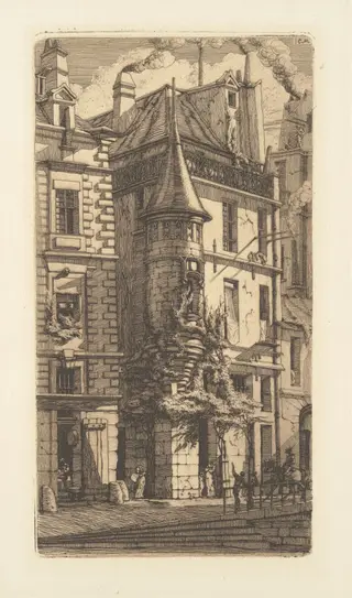 Tourelle, Rue de la Tixeranderie, by Charles Meryon, ink, 1852