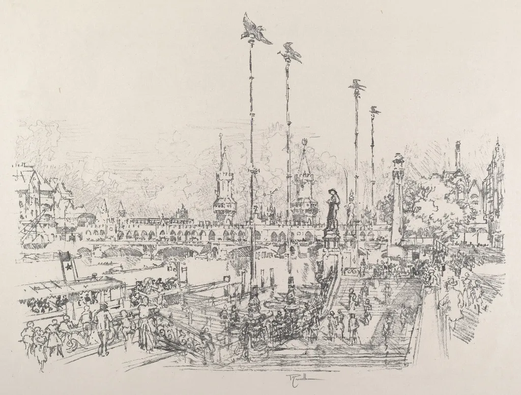 Oberbaum-Brucke, Berlin, by Joseph Pennell, ink, 1921