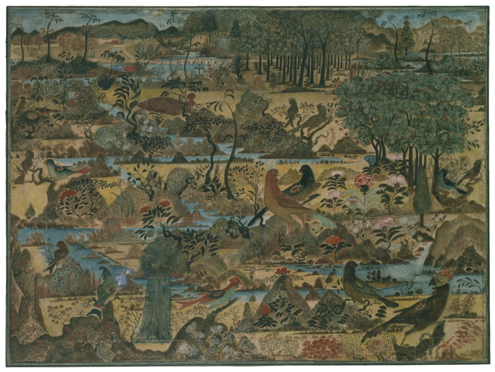 Landscape with birds and animals, detail