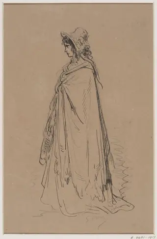 Original sketch of a female figure, by Gustave Doré, 1850