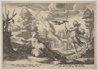 Apollo Killing Coronis, by Hendrick Goltzius, ink, 1600