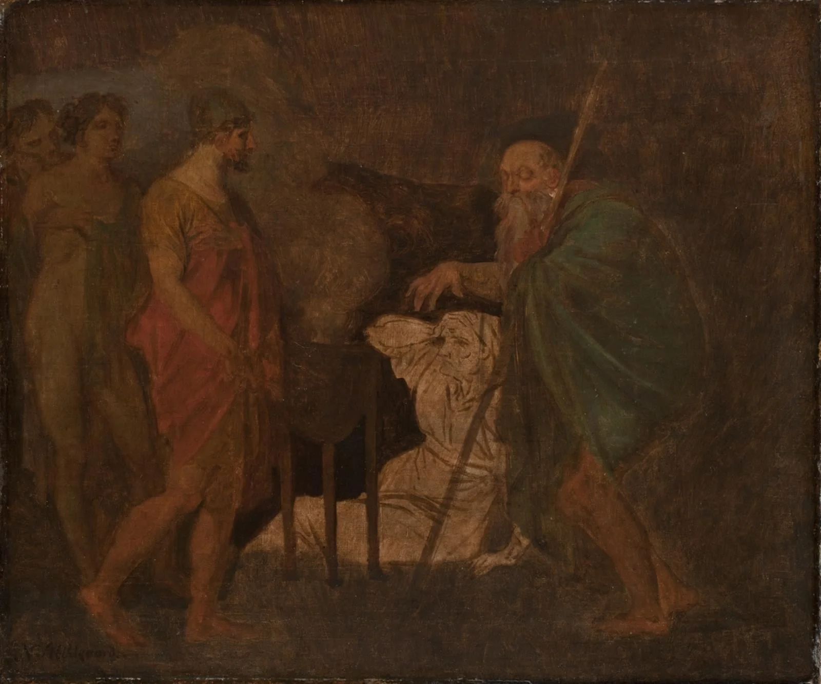 Odysseus Takes Counsel with Teiresias. From Homer´s Odyssey, detail