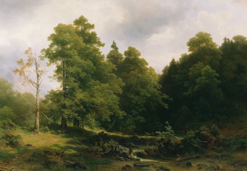 Der stille Waldwinkel, by Joseph Holzer, oil, 1860