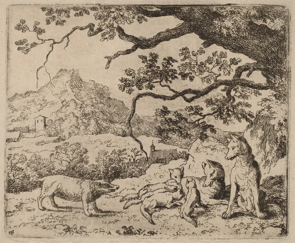 The Badger Sent as Messenger, by Allart van Everdingen, ink, 1650