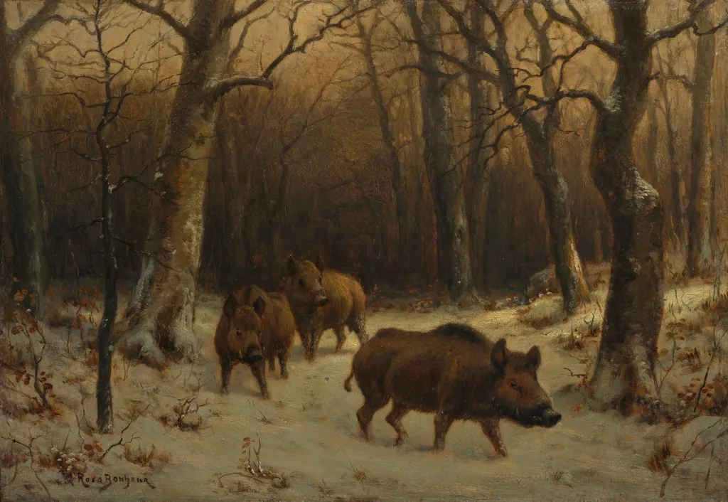 Wild Boars in the Snow, by Rosa Bonheur, unspecified, 1874
