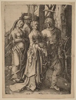 The Two Couples in the Forest, by Johan Wierix, ink, 1586