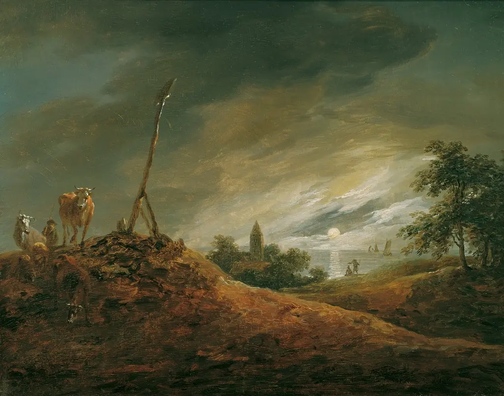 Evening landscape, by Johann Christian Brand, oil, 1771
