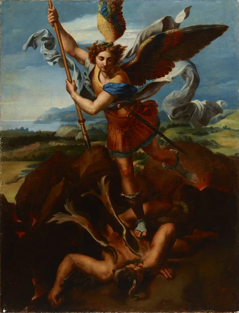 Saint Michael the Archangel Vanquishing Satan, by Rafał Hadziewicz, oil, 1830