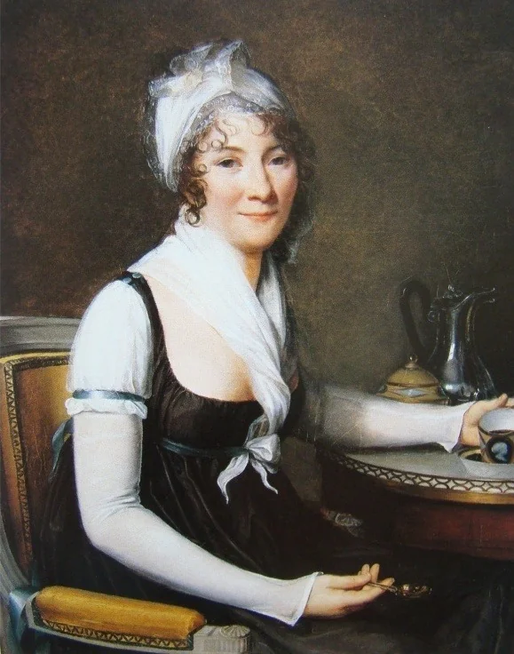 Portrait of a Lady Drinking Coffee, detail