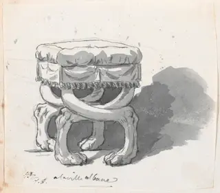 Footrest from the Villa Albani, by Jacques-Louis David, ink, 1778