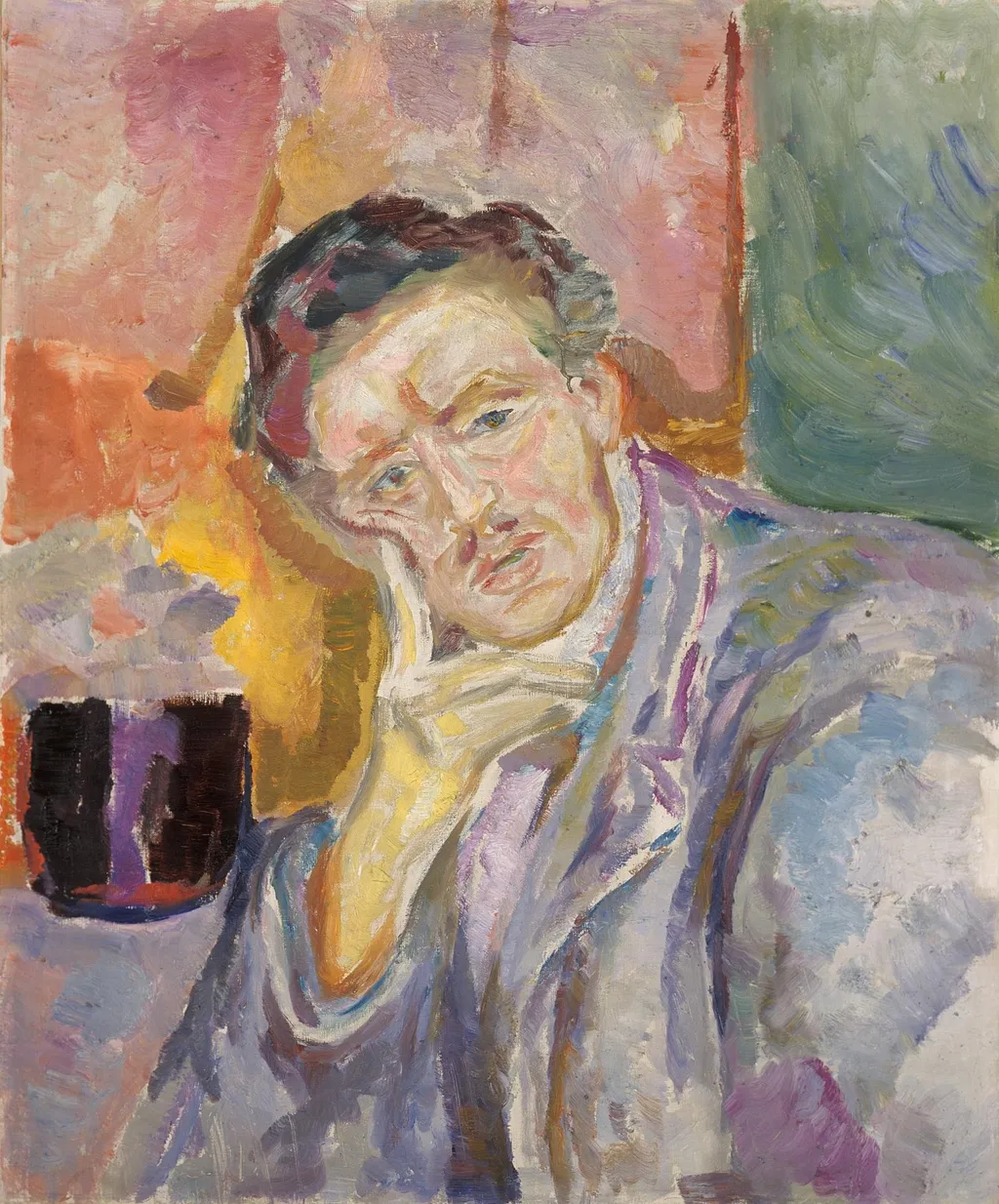 Self-Portrait with Hand under Cheek, by Edvard Munch, oil, 1911