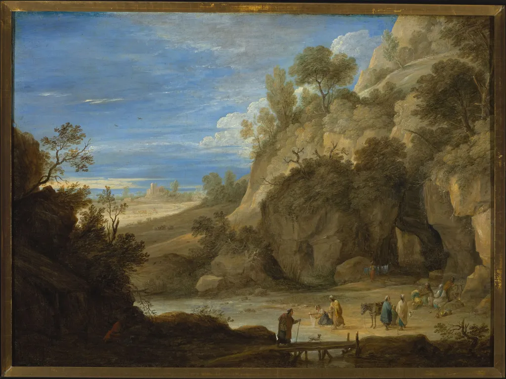 Landscape with a Gipsy camp, by David Teniers the Younger, oil, 1641