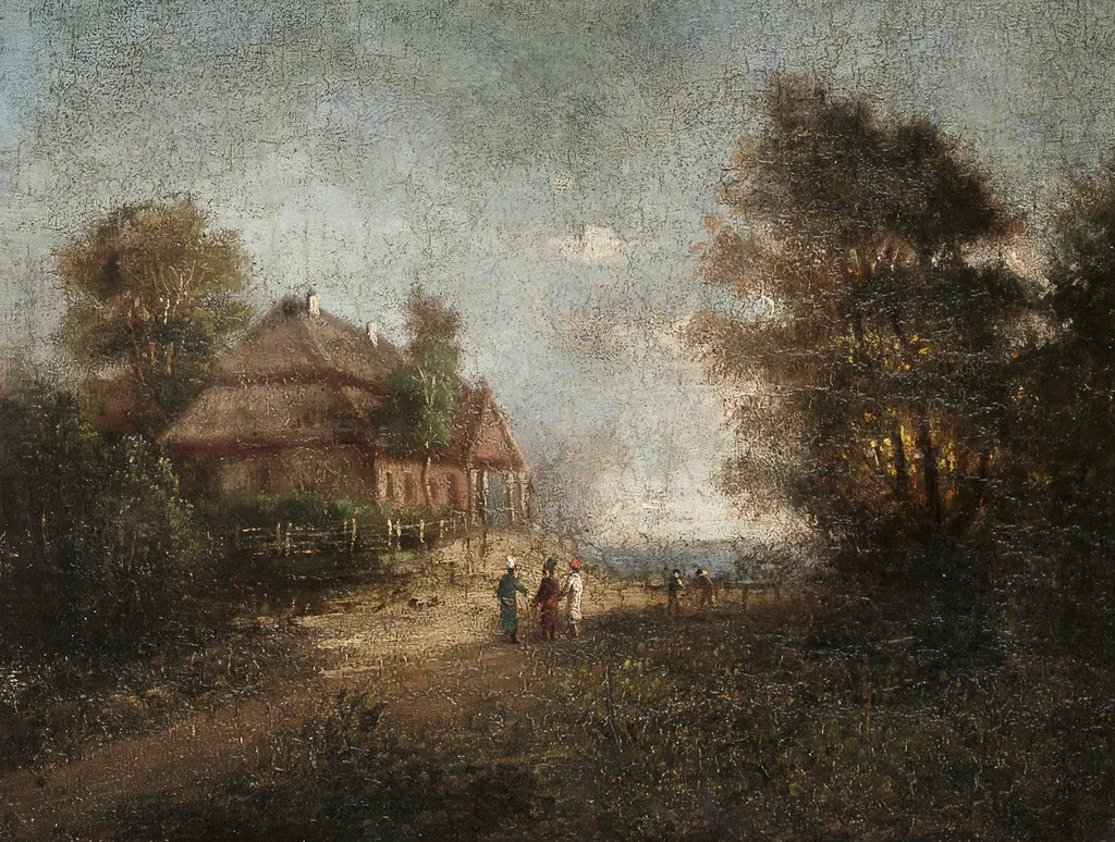 Manor-House of the Kościuszko Family at  Mereczowszczyzna, by Michał Kulesza, oil, 1841