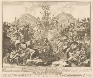 The Seconda Macchina for the Chinea of 1738: The Triumph of Bacchus and Ceres, by Miguel de Sorellò, ink, 1738