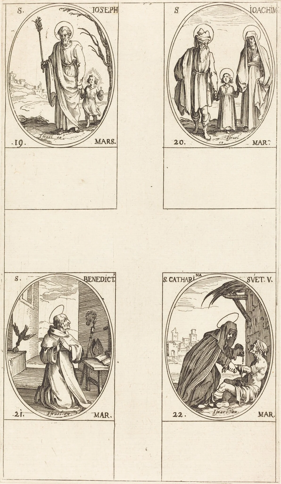 St. Joseph; St. Joachim; St. Benedict, Abbot; St. Catharine of Sweden, detail