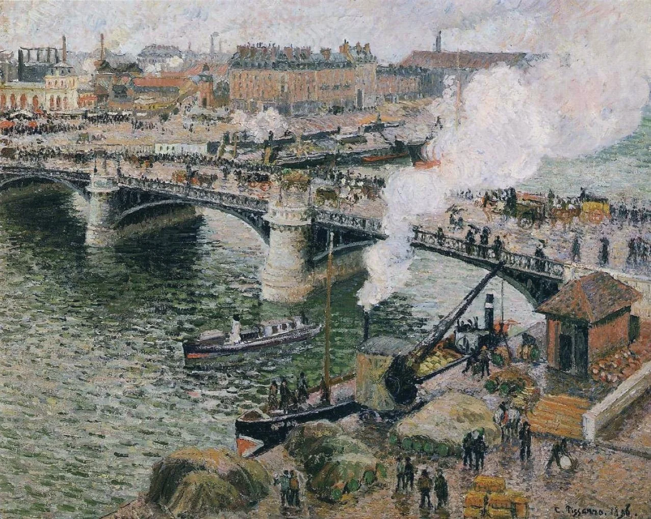 Pont Boieldieu in Rouen, Rainy Weather, detail