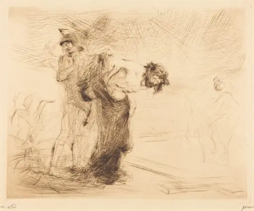 Le Christ dépouillé de ses vêtements (Christ Stripped of His Clothes), by Jean-Louis Forain, ink, 1909