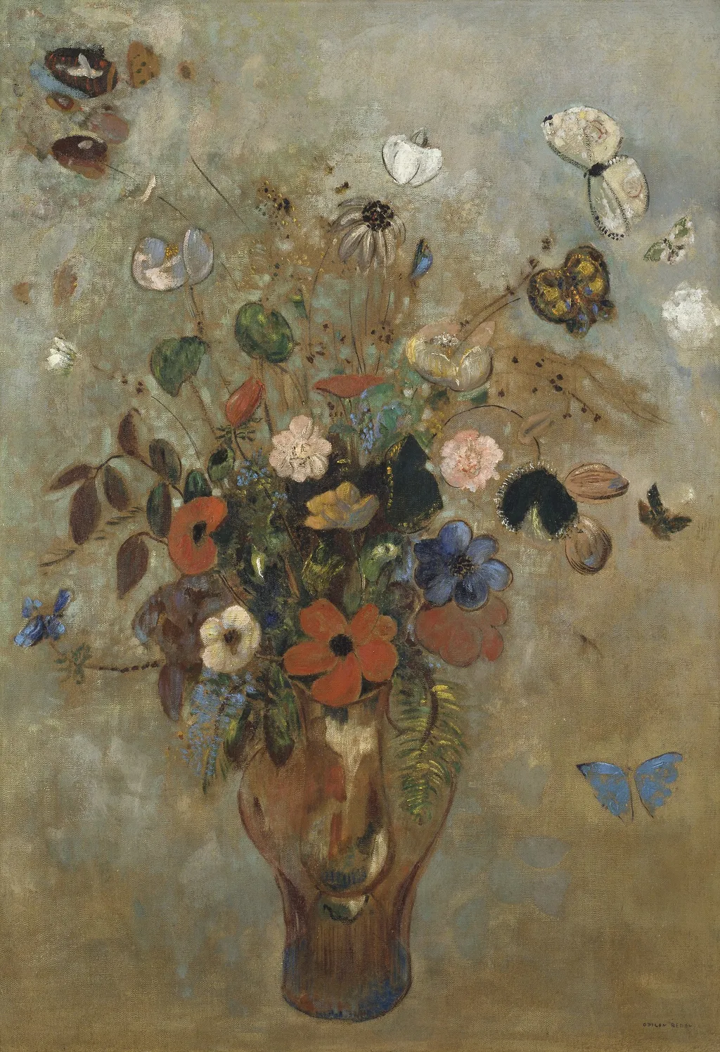 Still Life with Flowers, by Odilon Redon, oil, 1905