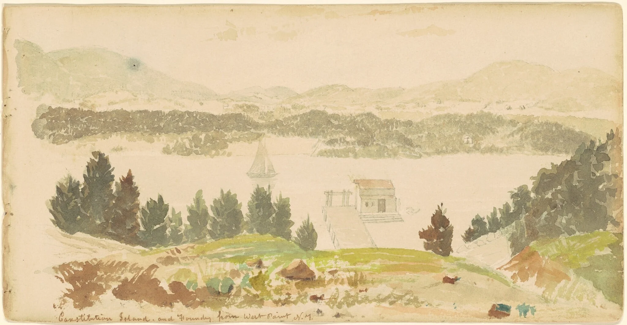 Constitution Island and Foundry from West Point, New York, detail