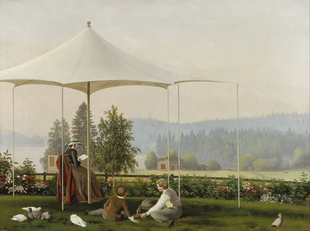 In the Garden of Haminalahti, by Ferdinand von Wright, oil, 1857