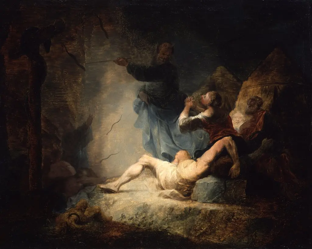The Erection of the Brazen Serpent, by Januarius Zick, oil, 1754