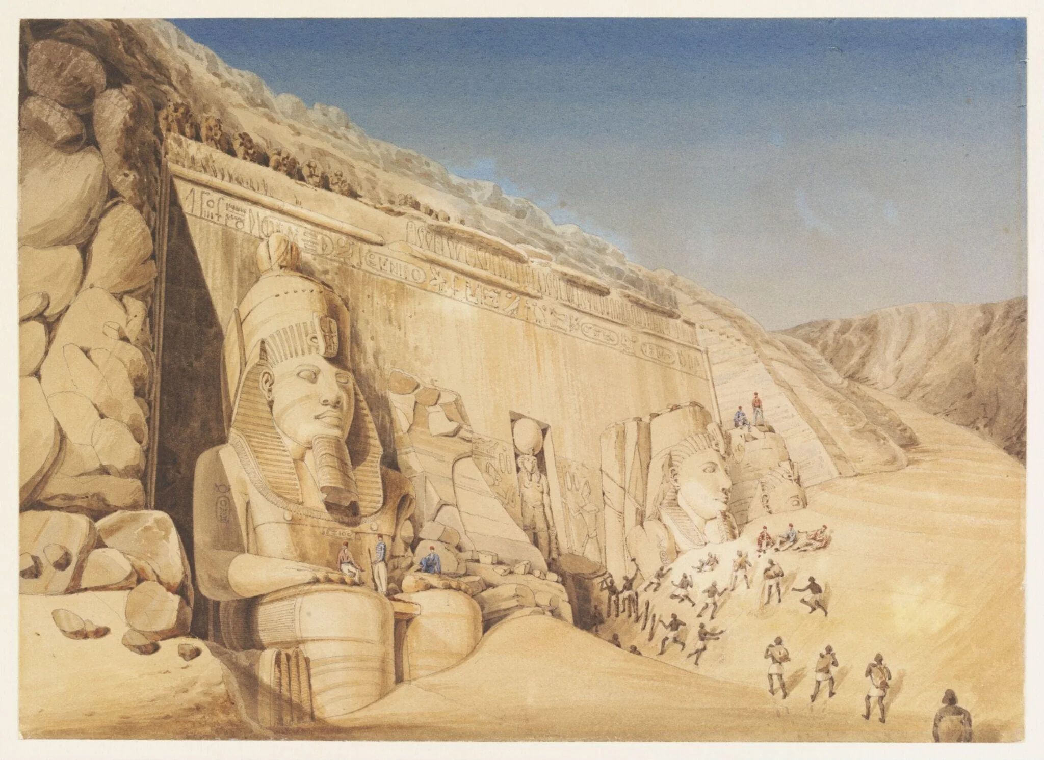 Excavation of the Great Temple of Ramesses II at Abu Simbel, detail
