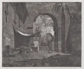 In Liguria, by Antonio Fontanesi, ink, 1857