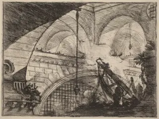 The Arch with a Shell Ornament, by Giovanni Battista Piranesi, ink, 1750
