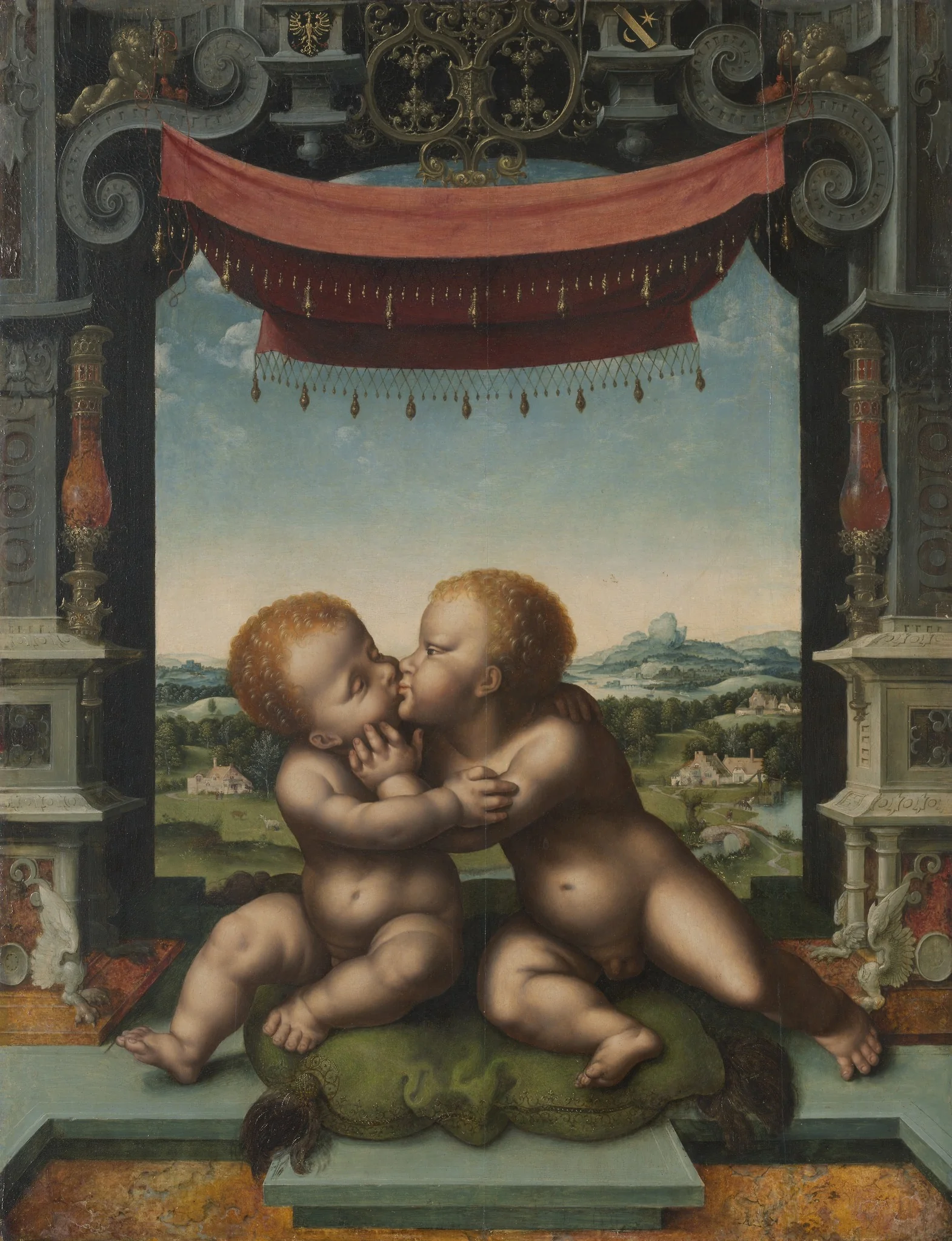 The Infants Christ and Saint John the Baptist Embracing, detail