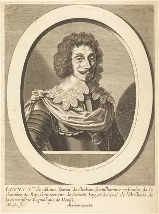 Louis Sieur de Maine, by Michel Lasne, ink, 1628