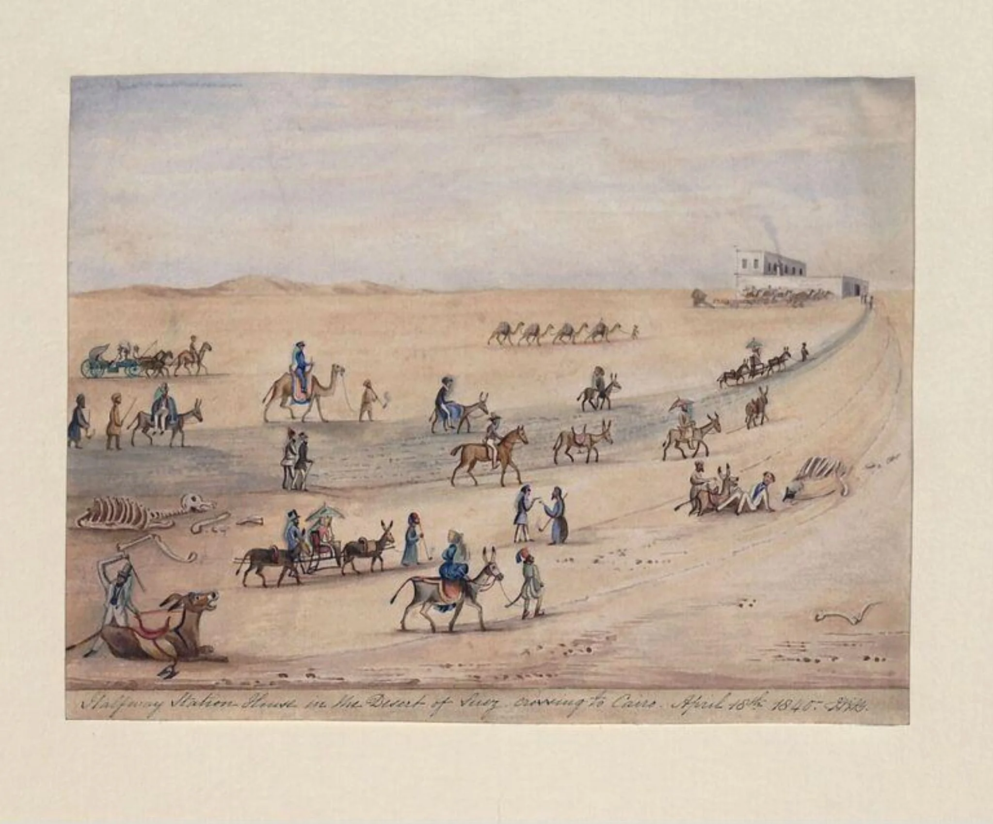 A halfway station house in the desert of Suez crossing to Cairo, detail