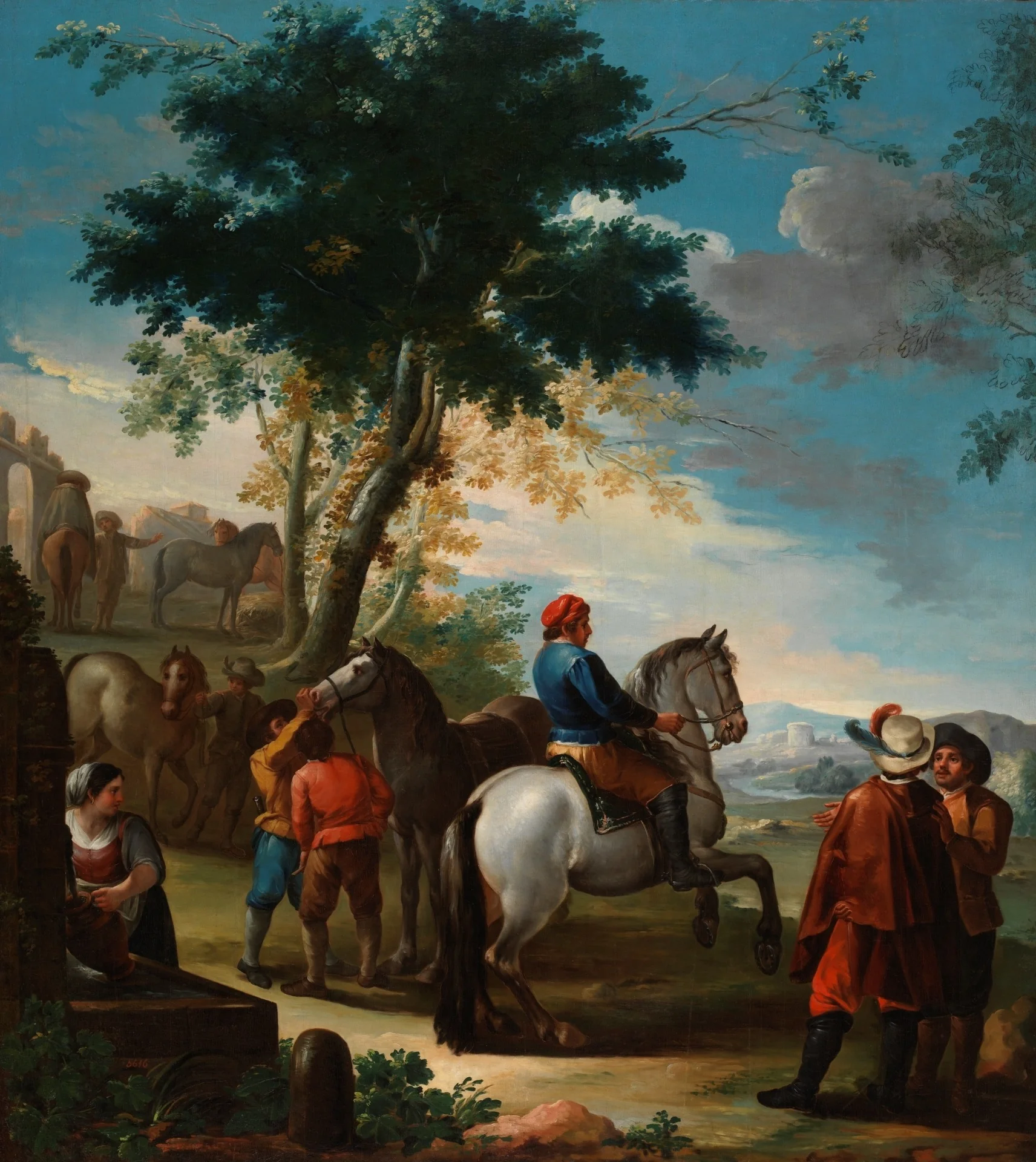 Un mercado de caballos, detail