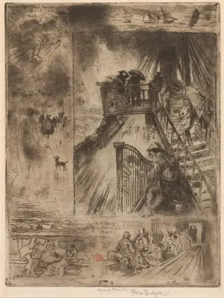 La Traversée (The Passage), by Félix-Hilaire Buhot, ink, 1882