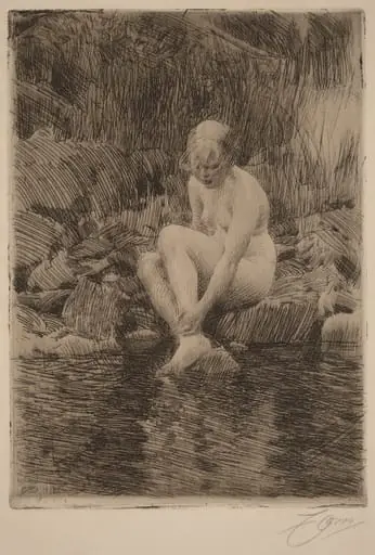 Dagmar, by Anders Zorn, ink, 1912