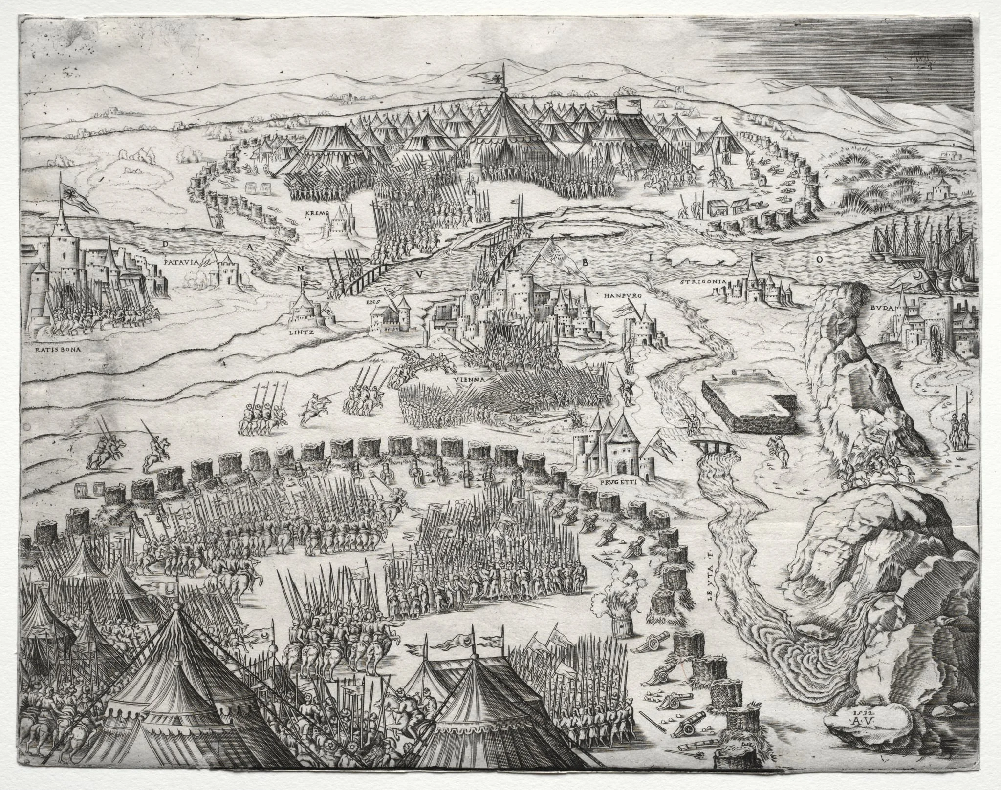The Position and Camp of the Armies of Charles V and Soliman II, detail