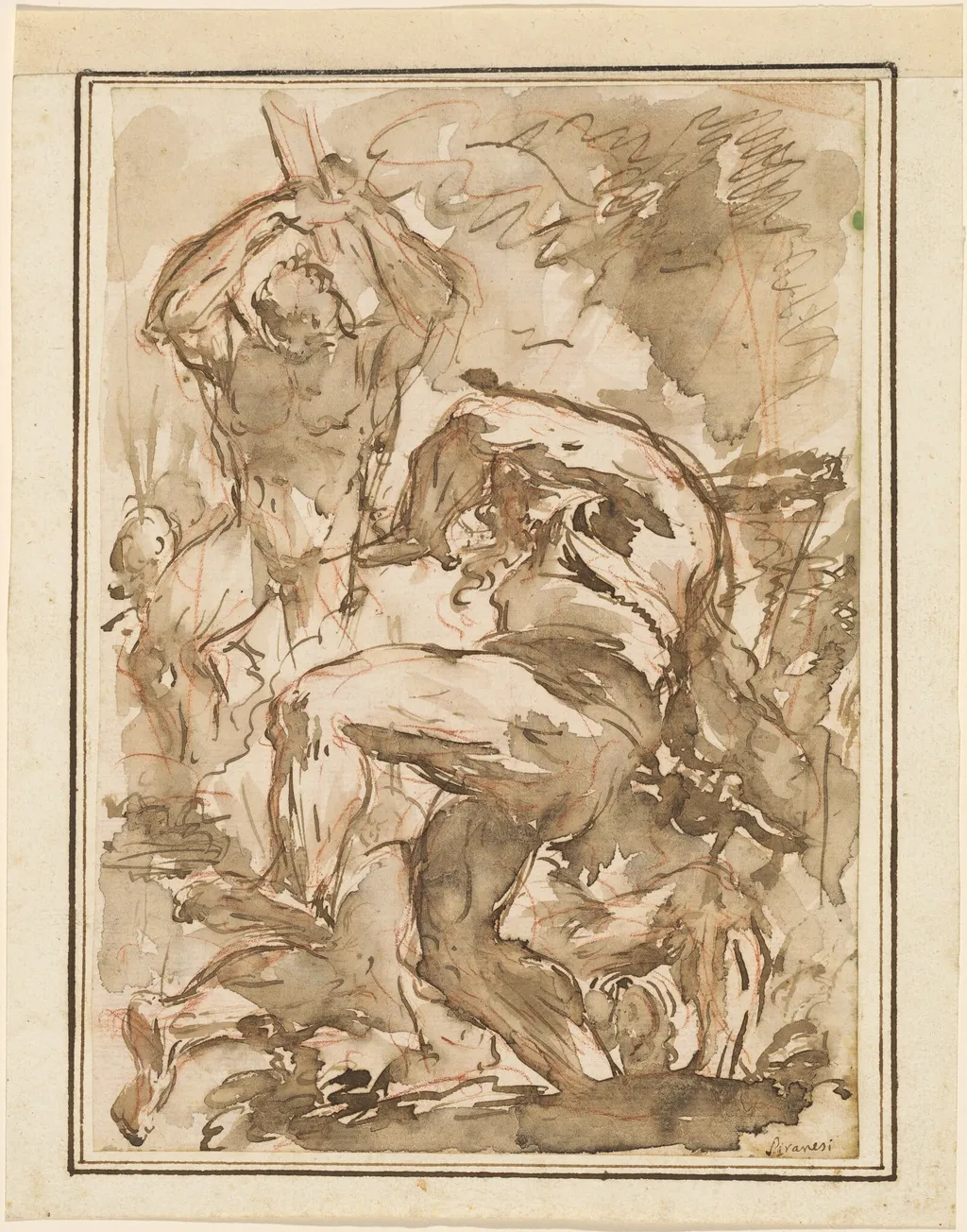 A Battle of Nude Men, by Giovanni Battista Piranesi, ink, 1744