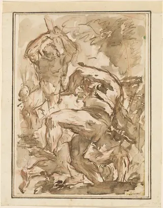 A Battle of Nude Men, by Giovanni Battista Piranesi, ink, 1744