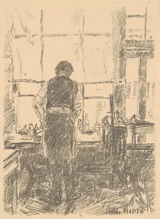 Portrait of Joseph Pennell, by Childe Hassam, ink, 1917