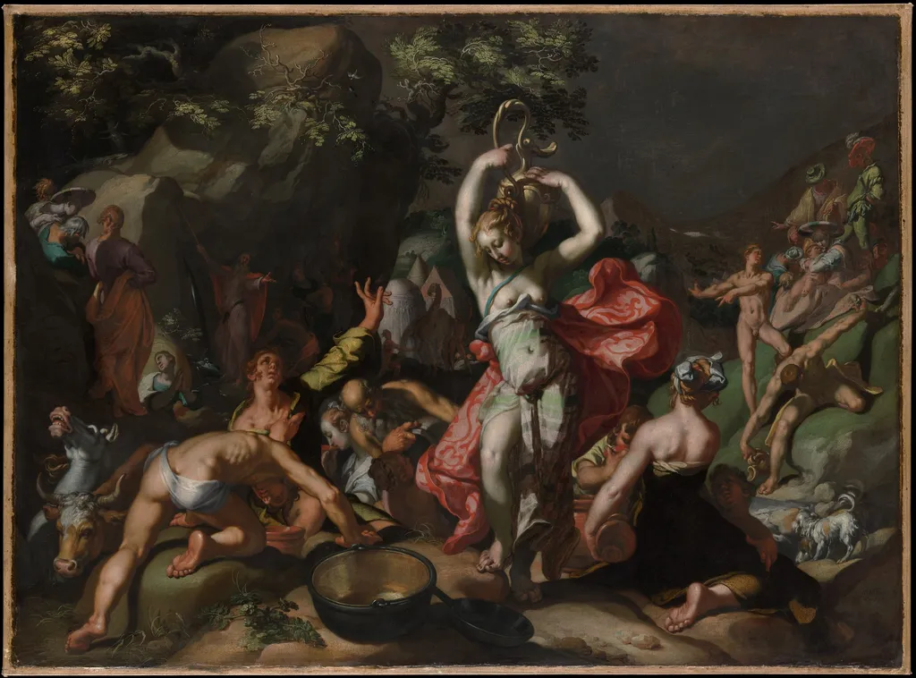 Moses Striking the Rock, by Abraham Bloemaert, oil, 1598