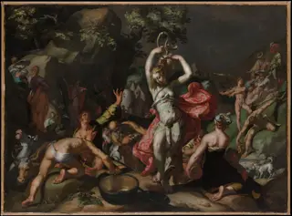 Moses Striking the Rock, by Abraham Bloemaert, oil, 1598